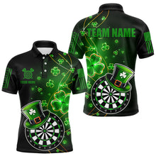 Load image into Gallery viewer, Green Glowing Shamrock  Luckiest Dart Shirts For Men Custom St Patrick Day Dart Jerseys Outfit TDM3592