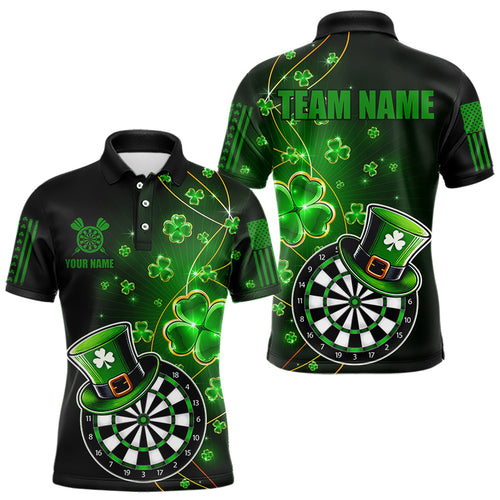 Green Glowing Shamrock  Luckiest Dart Shirts For Men Custom St Patrick Day Dart Jerseys Outfit TDM3592
