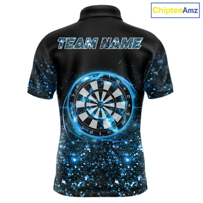Black And Blue Custom Light Darts Polo & Quarter Zip For Men, Darts Jersey Team Outfit TDM5944