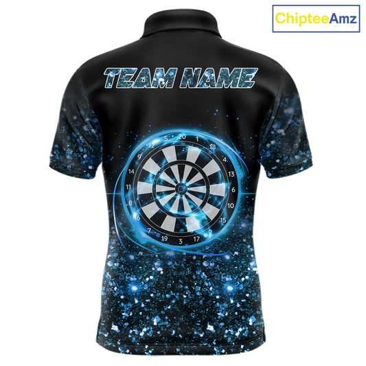 Black And Blue Custom Light Darts Polo & Quarter Zip For Men, Darts Jersey Team Outfit TDM5944