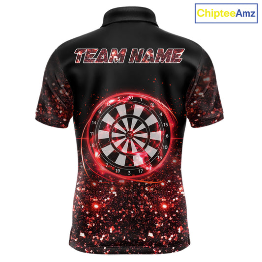 Black And Red Custom Light Darts Polo & Quarter Zip For Men, Darts Jersey Team Outfit TDM5945
