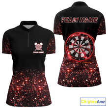 Load image into Gallery viewer, Black And Red Custom Light Darts Polo &amp; Quarter Zip For Women, Darts Jersey Team Outfit TDM5945