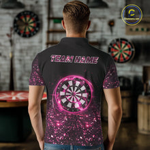 Load image into Gallery viewer, Pink And Black Custom Light Darts Polo &amp; Quarter Zip For Men, Darts Jersey Team Outfit TDM5946