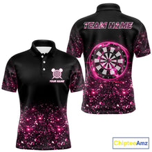 Load image into Gallery viewer, Pink And Black Custom Light Darts Polo &amp; Quarter Zip For Men, Darts Jersey Team Outfit TDM5946
