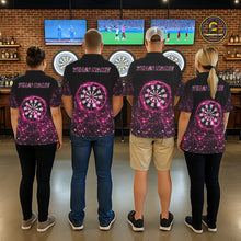 Load image into Gallery viewer, Pink And Black Custom Light Darts Polo &amp; Quarter Zip For Men, Darts Jersey Team Outfit TDM5946
