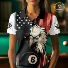 Load image into Gallery viewer, Personalized Vintage American Flag Eagle Billiard Shirt For Women Custom Patriotic Pool Team Jerseys TDM4211
