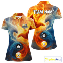 Load image into Gallery viewer, Personalized Water Fire Phoenix Yin Yang 8&amp;9 Ball Billiard Shirt For Women, Billiard Team Jerseys TDM4372