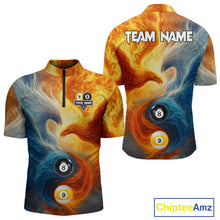 Load image into Gallery viewer, Personalized Water Fire Phoenix Yin Yang 8&amp;9 Ball Billiard Shirt For Men, Billiard Team Jerseys TDM4372