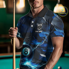 Load image into Gallery viewer, Blue 8 Ball Pool Thunder Lightning Billiard Shirt For Men Custom Billiard League Team Jerseys TDM4373