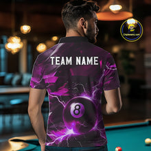 Load image into Gallery viewer, Purple 8 Ball Pool Thunder Lightning Billiard Shirt For Men Custom Billiard League Team Jerseys TDM4374