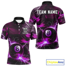 Load image into Gallery viewer, Purple 8 Ball Pool Thunder Lightning Billiard Shirt For Men Custom Billiard League Team Jerseys TDM4374