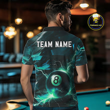 Load image into Gallery viewer, Turquoise 8 Ball Pool Thunder Lightning Billiard Shirt For Men Custom Billiard League Team Jerseys TDM4375