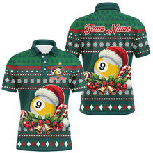 Load image into Gallery viewer, Funny Green Christmas Santa 9 Ball Pool Billiard Shirts For Men Custom Xmas Billiard Jerseys TDM3013