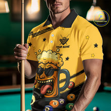 Load image into Gallery viewer, Personalized Yellow Black Funny Beer 8 Ball Billiard Shirt For Men Custom Pool Team Jersey TDM5236