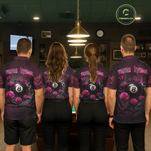 Load image into Gallery viewer, Customized Skeleton And Roses Gothic Romance Billiard Shirt For Women, Valentine 8 Ball Pool Jersey TDM5749