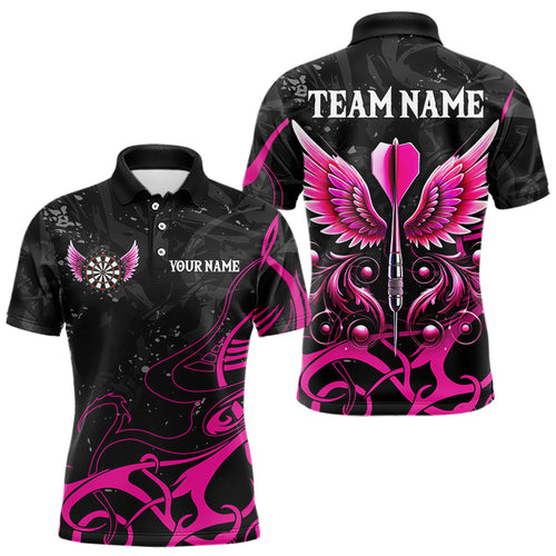 Personalized Pink Black Darts Arrow Wings Dart Shirts For Men Custom Dart Jerseys Team Outfit TDM3596