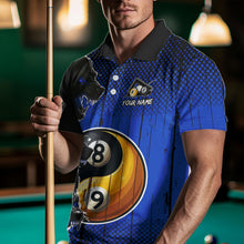 Load image into Gallery viewer, Funny Ying And Yang Eyes Of Wolf Billiard Shirts For Men Custom 8 &amp; 9 Ball Billiard Jerseys | Blue TDM3597