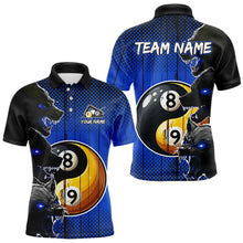 Load image into Gallery viewer, Funny Ying And Yang Eyes Of Wolf Billiard Shirts For Men Custom 8 &amp; 9 Ball Billiard Jerseys | Blue TDM3597