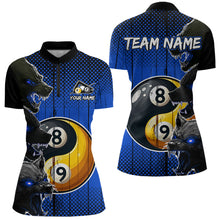 Load image into Gallery viewer, Funny Ying And Yang Eyes Of Wolf Billiard Shirts For Women Custom 8 &amp; 9 Ball Billiard Jerseys | Blue TDM3597