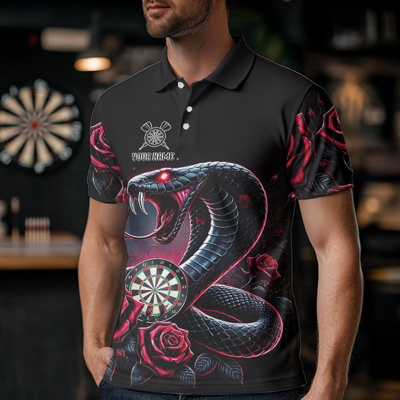 Personalized Rose And Dartboard Custom Cobra Snake Dart Shirt For Men, Dart Jerseys Polo & 1/4 Zip TDM3749