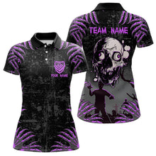 Load image into Gallery viewer, Funny Skull Claw Pattern Custom Women Billiard Shirts, Grunge Purple Black Team Billiard Jerseys TDM3751