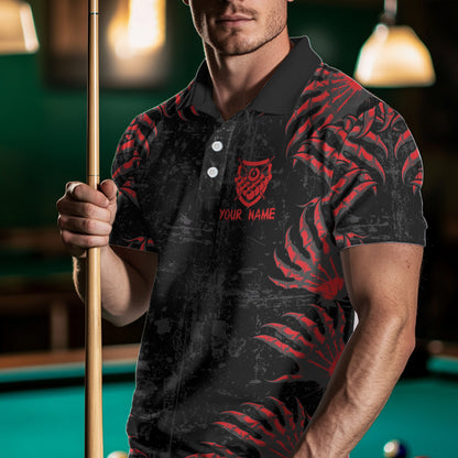 Funny Skull Claw Pattern Custom Men Billiard Shirts, Grunge Red Black Team Billiard Jerseys TDM3752