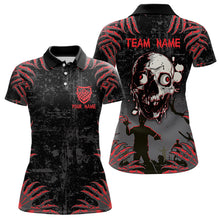 Load image into Gallery viewer, Funny Skull Claw Pattern Custom Women Billiard Shirts, Grunge Red Black Team Billiard Jerseys TDM3752