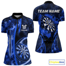 Load image into Gallery viewer, Blue Dartboard Lightning Darts Shirt For Women Custom Flame Darts Team Jersey Polo &amp; 1/4 Zip TDM6113