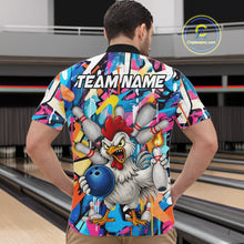 Load image into Gallery viewer, Funny Rooster Colorful Graffiti Style Custom Bowling Shirt For Men, Bowling Jersey Polo &amp; 1/4 Zip TDM6120