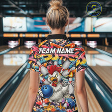 Load image into Gallery viewer, Funny Rooster Graffiti Style Bowling Jersey For Women Custom Bowling Team Jersey Polo &amp; 1/4 Zip TDM6121