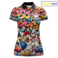 Load image into Gallery viewer, Funny Rooster Graffiti Style Bowling Jersey For Women Custom Bowling Team Jersey Polo &amp; 1/4 Zip TDM6121