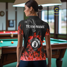Load image into Gallery viewer, Personalized Red Flaming Dragon 8 Ball Billiard Shirts For Women Custom Team League Billiard Jerseys TDM4220