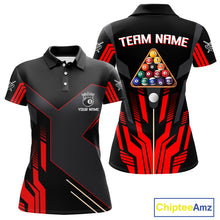 Load image into Gallery viewer, Personalized Red Black 8 Ball Pool Shirt For Women Custom Billiard League Team Jersey Polo &amp; 1/4 Zip TDM4225