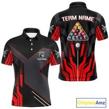 Load image into Gallery viewer, Personalized Red Black 8 Ball Pool Shirt For Men Custom Billiard League Team Jersey Polo &amp; 1/4 Zip TDM4225