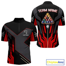 Load image into Gallery viewer, Personalized Red Black 8 Ball Pool Shirt For Men Custom Billiard League Team Jersey Polo &amp; 1/4 Zip TDM4225
