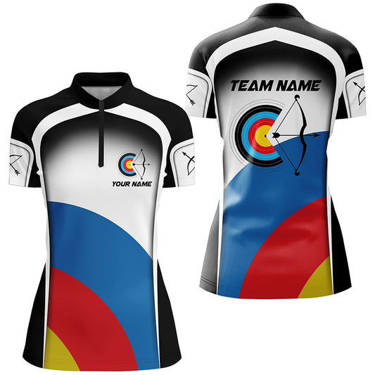 Personalized Colorful Target Archery Shirts For Women, Archery Tournament Jerseys For Team Archers TDM2057