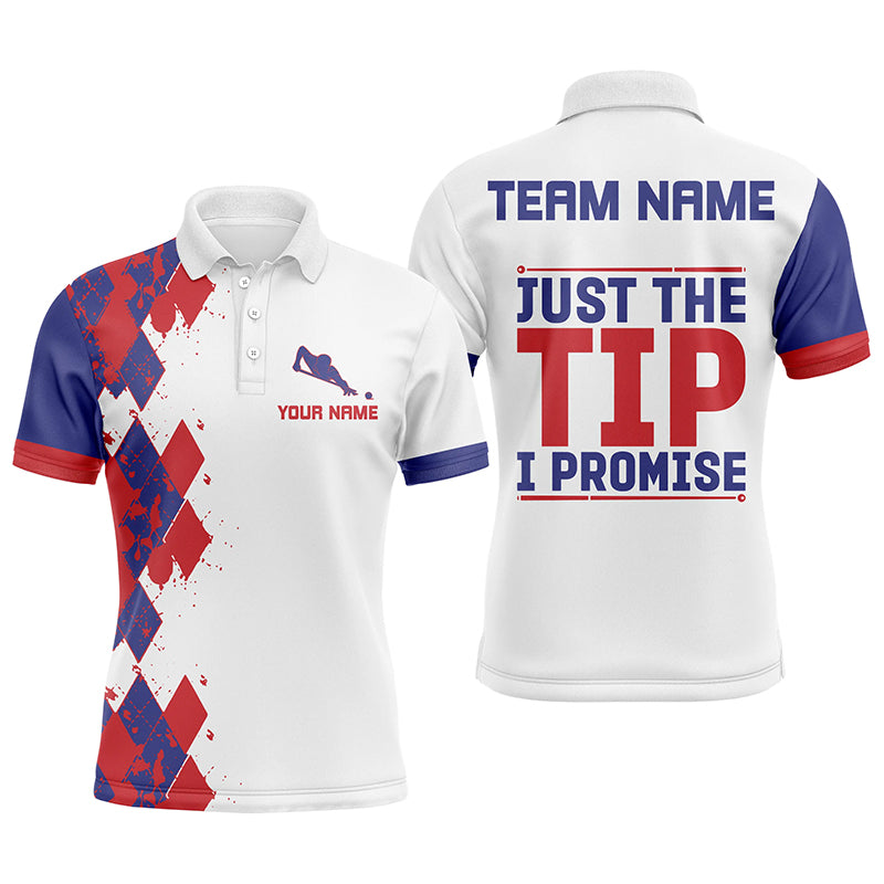 Funny Billiard Shirts For Men Just The Tip I Promise Custom Name Billiard Polo Shirts Design TDM0141