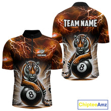 Load image into Gallery viewer, Lightning Thunder Tiger Custom Orange 8 Ball Pool Shirts For Men, Billiard Team League Jerseys TDM4814