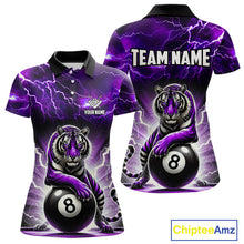 Load image into Gallery viewer, Lightning Thunder Tiger Custom Purple 8 Ball Pool Shirts For Women, Billiard Team League Jerseys TDM4815