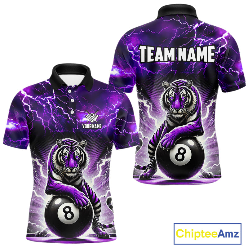 Lightning Thunder Tiger Custom Purple 8 Ball Pool Shirts For Men, Billiard Team League Jerseys TDM4815