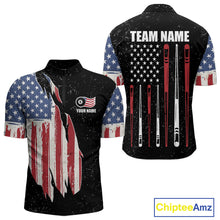 Load image into Gallery viewer, Personalized Grunge American Flag Men&#39;s Billiard Shirt Custom 8 Ball Pool Billiard Team Jersey TDM5243