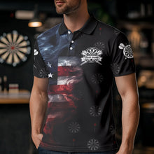 Load image into Gallery viewer, Smoke American Flag Darts Polo, Quarter-Zip Shirt Custom Patriotic Dart Shirts For Men Dart Jerseys TDM3454