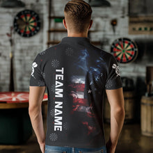 Load image into Gallery viewer, Smoke American Flag Darts Polo, Quarter-Zip Shirt Custom Patriotic Dart Shirts For Men Dart Jerseys TDM3454