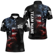 Load image into Gallery viewer, Smoke American Flag Darts Polo, Quarter-Zip Shirt Custom Patriotic Dart Shirts For Men Dart Jerseys TDM3454