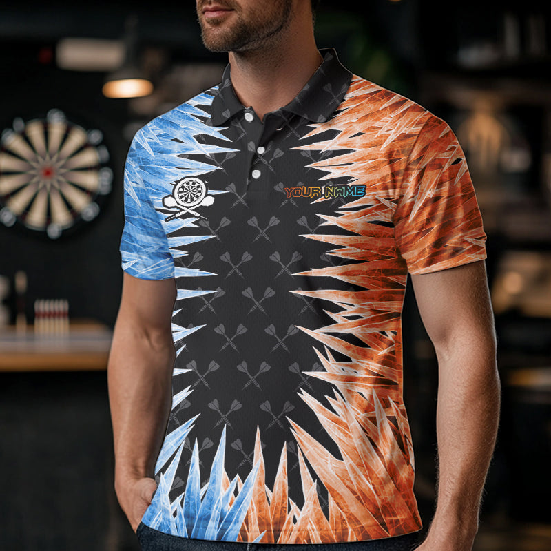 Blue And Orange Icy Men Dart Shirt With Pocket Option Custom Dart Jersey TDM3757