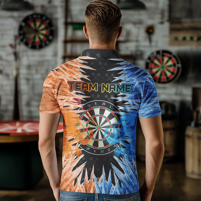 Blue And Orange Icy Men Dart Shirt With Pocket Option Custom Dart Jersey TDM3757