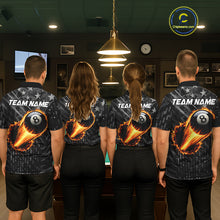 Load image into Gallery viewer, Black US Flag 8 Ball Fire Billiard Shirt For Women Custom Billiard Team Jersey Polo &amp; 1/4 Zip TDM6122
