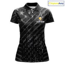 Load image into Gallery viewer, Black US Flag 9 Ball Fire Billiard Shirt For Women Custom Billiard Team Jersey Polo &amp; 1/4 Zip TDM6123