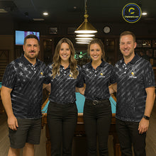 Load image into Gallery viewer, Black US Flag 9 Ball Fire Billiard Shirt For Women Custom Billiard Team Jersey Polo &amp; 1/4 Zip TDM6123