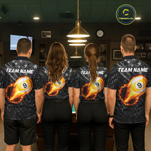 Load image into Gallery viewer, Black US Flag 9 Ball Fire Billiard Shirt For Women Custom Billiard Team Jersey Polo &amp; 1/4 Zip TDM6123